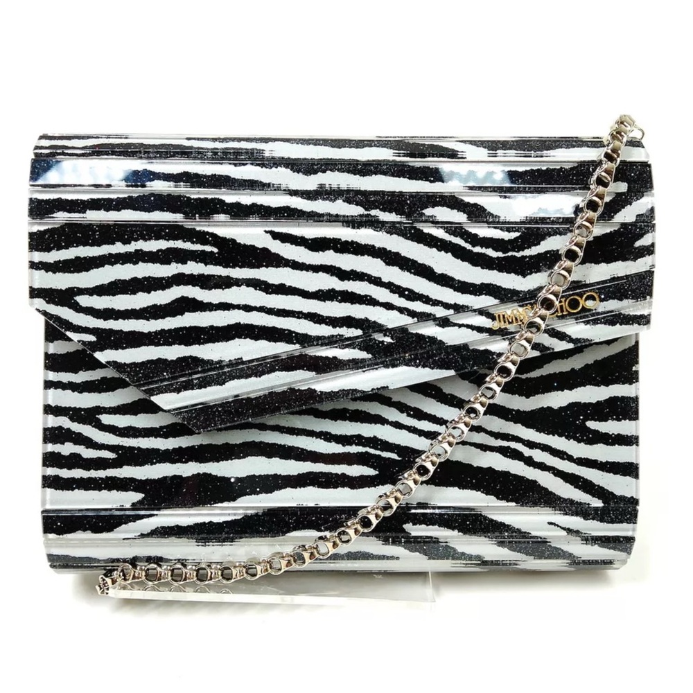 Sold Jimmy Choo Glitter Acrylic Candy Clutch with Chain